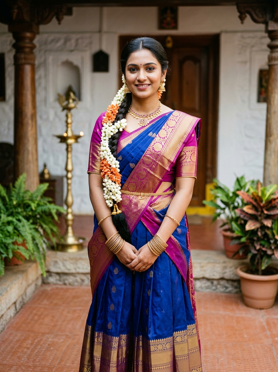 South Indian Traditional Girl AI Photo Editing Prompt AI Photo Template