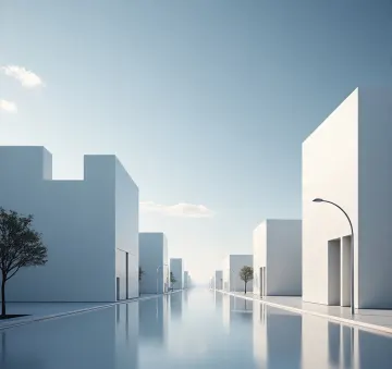 minimalist cityscape white architecture