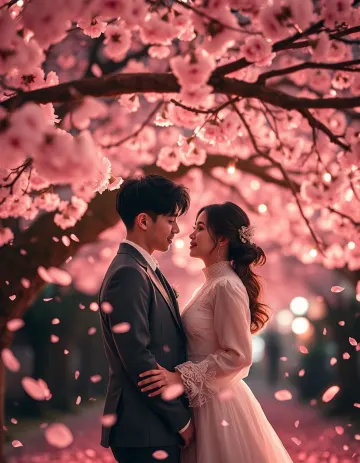 Pink lights reflect in their eyes