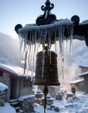 Icicles on Himalayan Temple Bell