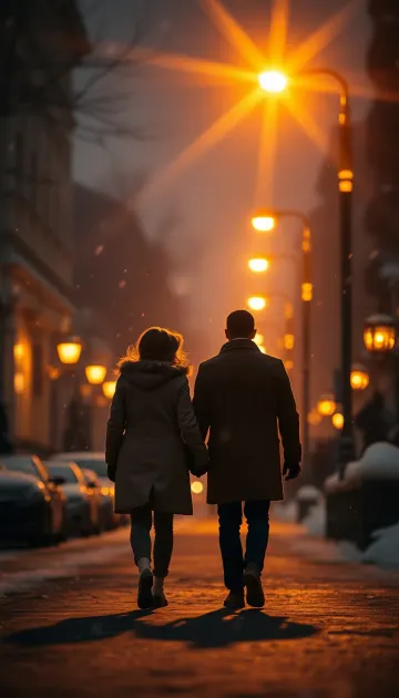 Snowy Streetlights – Romantic Winter Walk