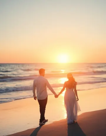 Romantic Sunset Couple Silhouette