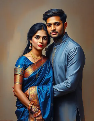 Blue Saree Couple romantic moments