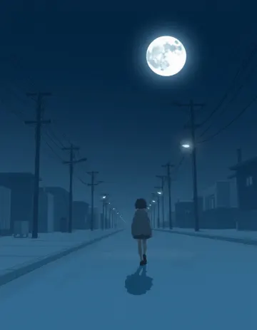 Lonely girl night walk wallpape