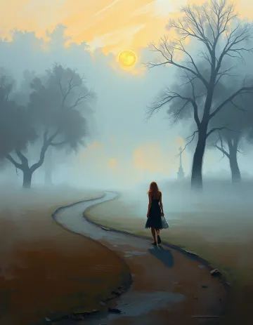 Sad lonely girl park walk wallpaper