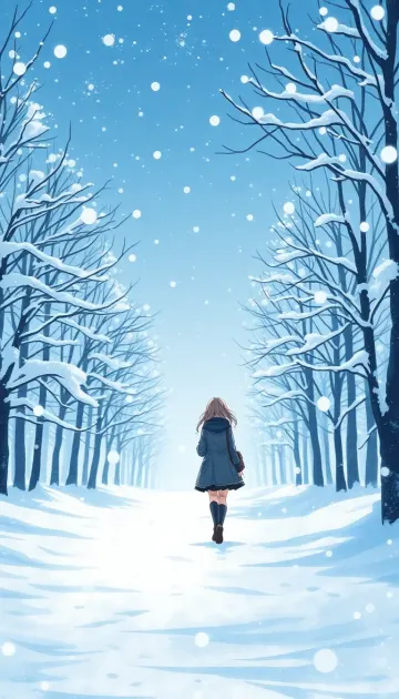 Sad lonely girl walking snow winter emotional
