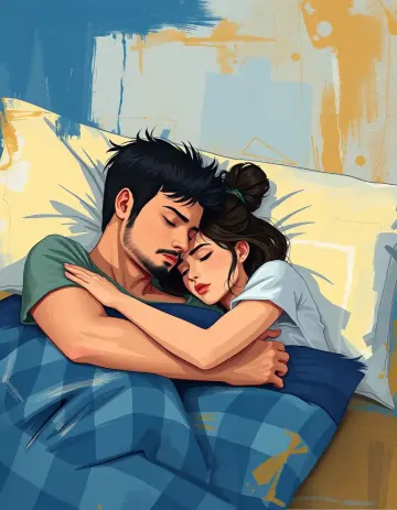 Couple lying closely together in peaceful sleep