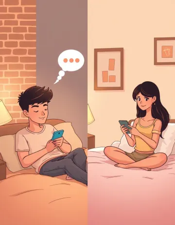 Couple chat individually wallpaper