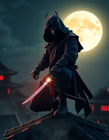 Fantasy samurai epic night mobile wallpaper