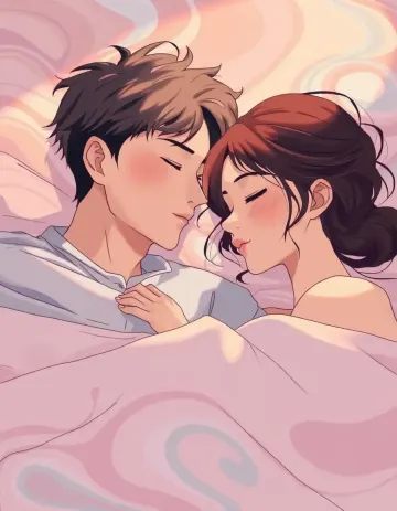 Peaceful Sleeping Couple in Soft Pastel Bedroom