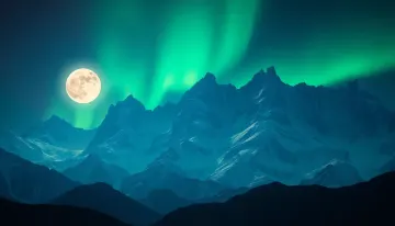 Moonlit Fantasy Peaks – Aurora Glow