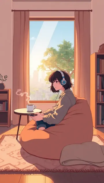 Girl hearing the peaceful sounds wallpaper