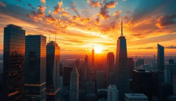 Golden Hour Urban Skyline Wallpaper