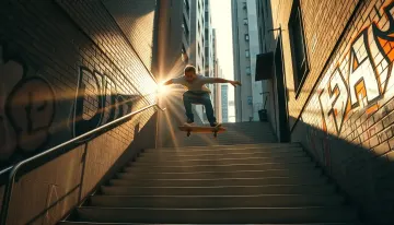 Golden hour light rays street photo