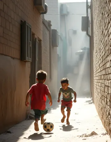 Kids playing football