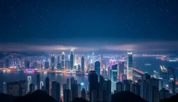 Hong Kong Skyline Starry Night Wallpaper 4K