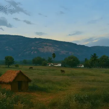 Peaceful Village at the Foot of the Hills