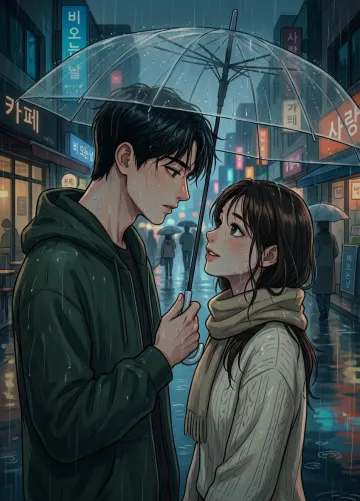 Romantic Rain: A Manhwa-Style K-Drama Moment 