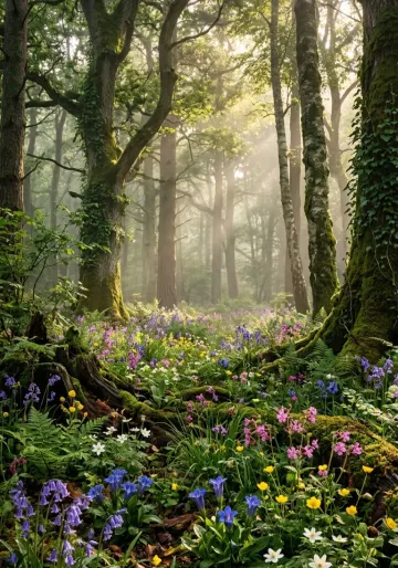 Stillness in Bloom: Enchanted Forest Wildflowers at Sunrise