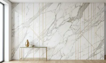 Luxury White Marble Wall Wallpaper with Golden Accents