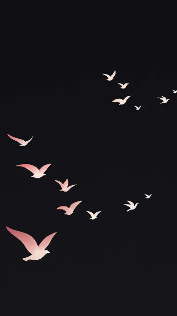 Minimalist Flying Birds Wallpaper – Elegant Pink & White Silhouettes