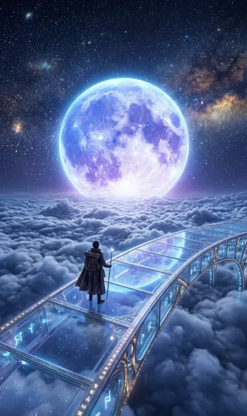 Moon Bridge in the Sky 4K Wallpaper – Celestial Fantasy Dreamscape