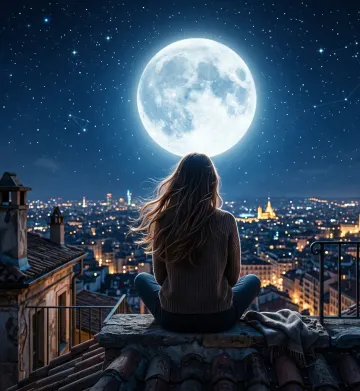 Moon View Girl WhatsApp DP 4K – Dreamy Aesthetic Back View