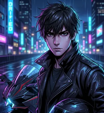 Neon Night Rider – Manhwa Style Boys WhatsApp DP