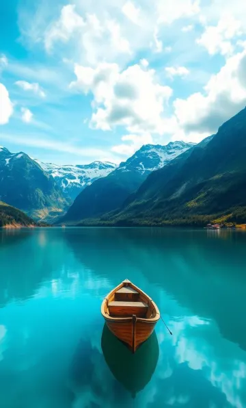 Turquoise Mountain Lake Wallpaper 8K Ultra HD