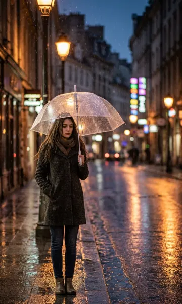 Lonely Girl in the Rain – Emotional Aesthetic 4K Wallpaper