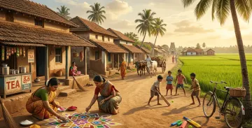 Nostalgic 90s Tamil Village Life – 8K Desktop Wallpaper