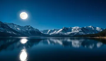 Moonlit Mountain Lake Reflection 4k