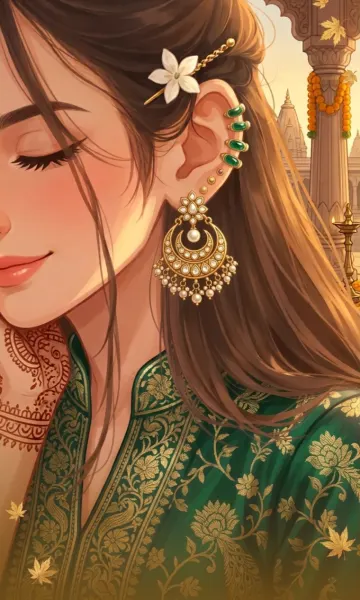 Elegant Indian Woman in Traditional Attire - Aesthetic Anime Digital Art 