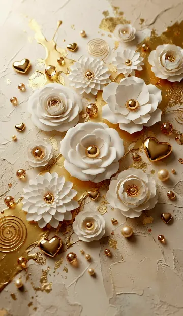 White Gold Flowers | Elegant Luxury Aesthetic Wallpaper 4K