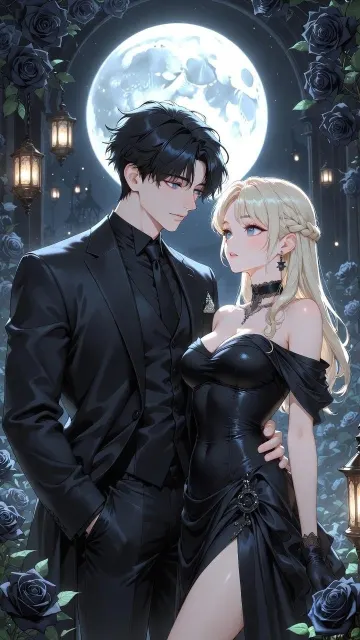 Dark Aesthetic Manhwa Couple Wallpaper 4K | Romantic Korean Webtoon HD Mobile Background