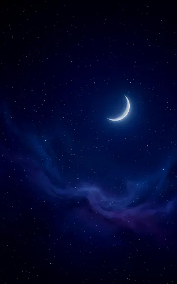 Minimalist Deep Space Crescent Moon & Purple Nebula | Aesthetic 4K Phone Wallpaper