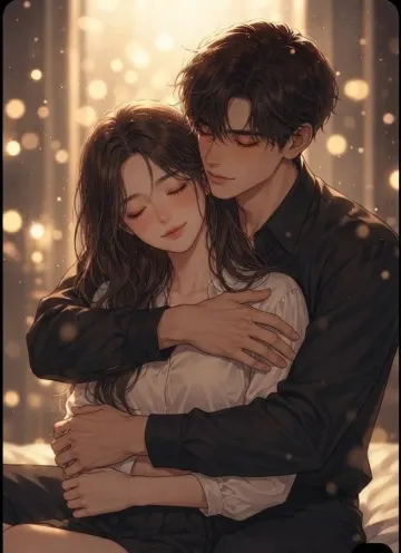 Romantic Anime Couple Hugging in the Dark Theme