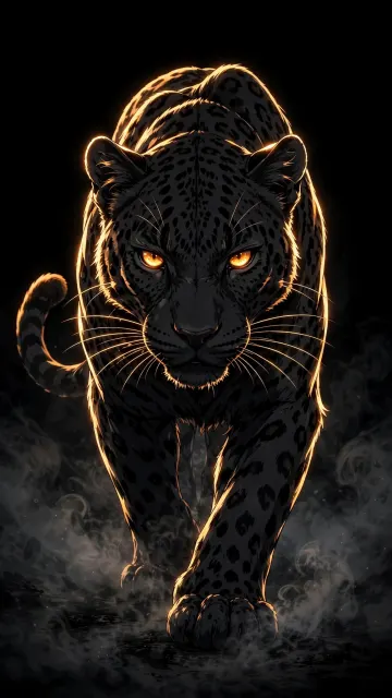 Black Panther Anime AMOLED Wallpaper | Golden Eyes True Black 4K Vertical