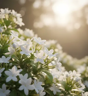 white-pinwheel-jasmine-flowers-morning-sunlight