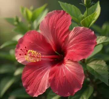 vibrant-red-hibiscus-flower-with-water-drops