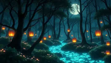 Glowing beautiful forest