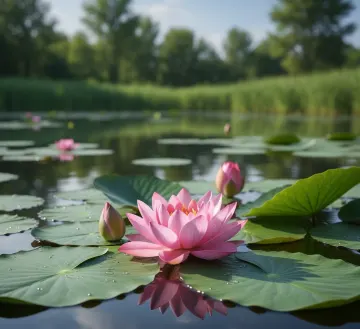 pink-lotus-flower-water-lily-pond-nature