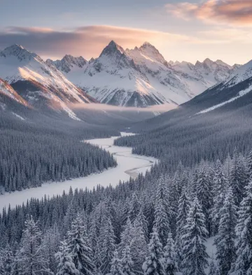 snowy-mountain-river-sunrise-alpenglow