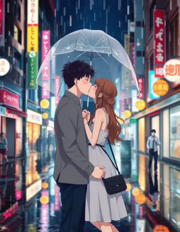 Couple sharing a gentle kiss