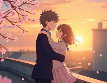 Sunset Hug on Rooftop