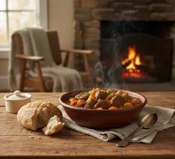 rustic-homemade-beef-stew-wood-table-fire-cozy
