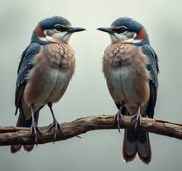 two-blue-orange-fluffy-birds-on-branch-ai-art