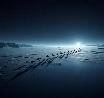 birds-migration-moonlight-arctic-landscape