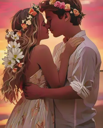 Couples romantic-couple-sunset-flower-crowns