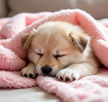 cute-puppy-sleeping-pink-blanket